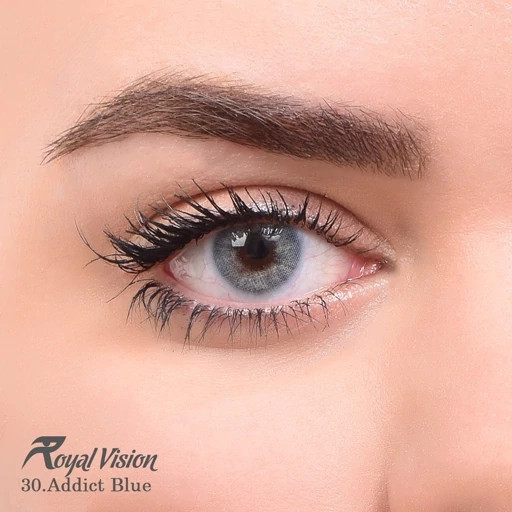 1 از 1 لنز رنگی رویال ویژن کد 30 رنگ Addict Blue ( آبی طوسی بدون دور )