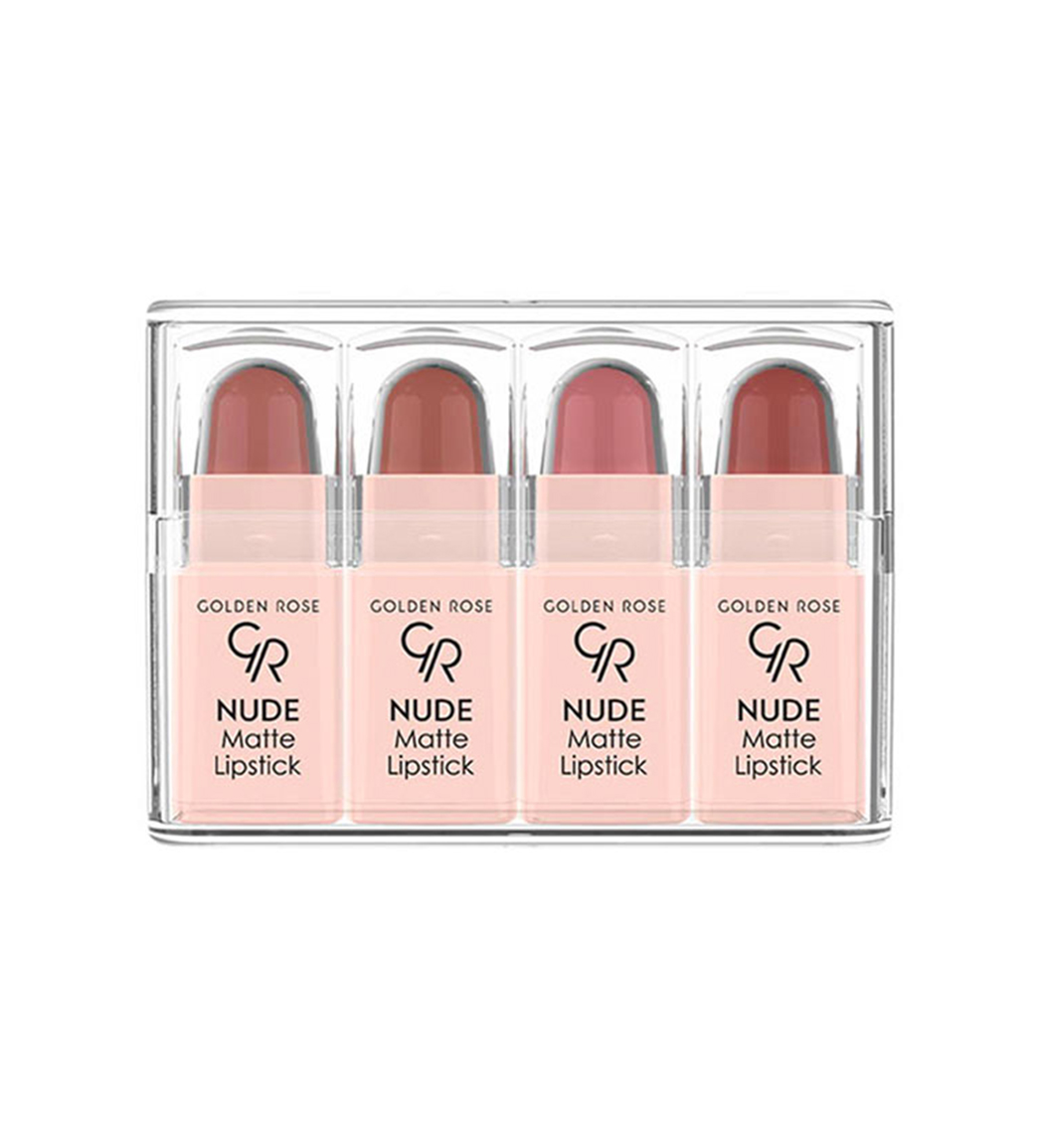 رژ لب مینی گلدن رز Nude Matte | پک ۴ عددی